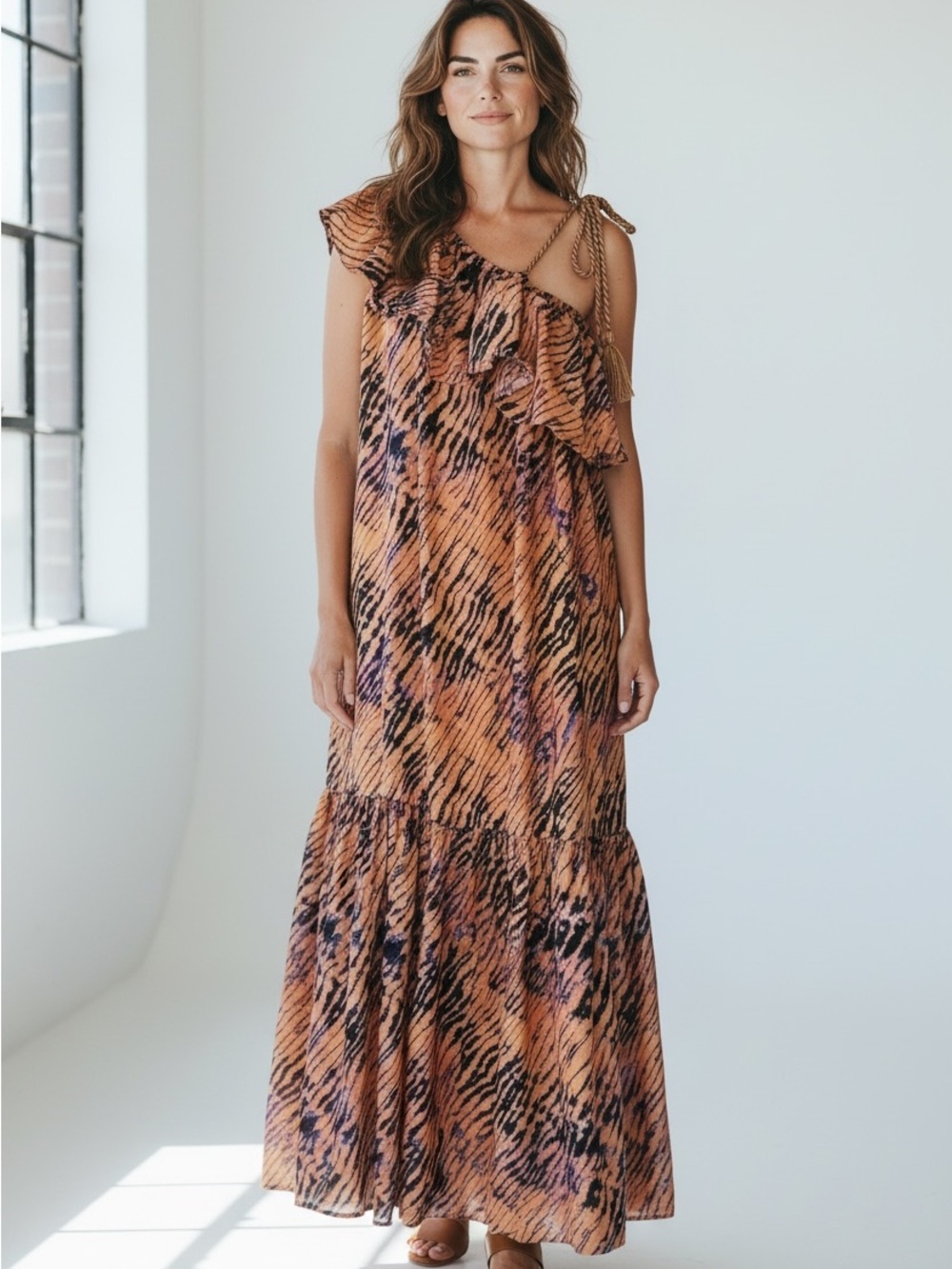 Ulla Johnson One-Shoulder Tiered Maxi Dress never worn